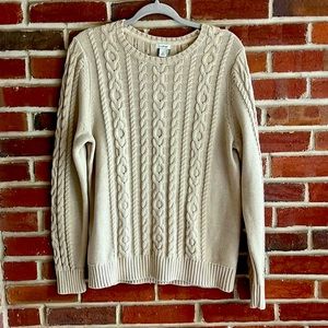 LL Beans Women’s Cable Sweater, Crewneck